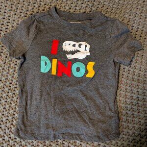 Old Navy 4T Gray "I ❤️ DINOS" Long Sleeve Tee
